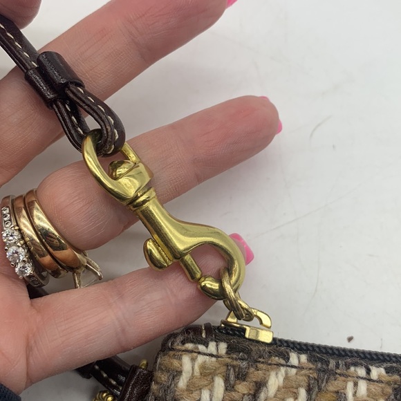 Coach Brown Black White Tweed small wristlet. SM2018 - Picture 3 of 6